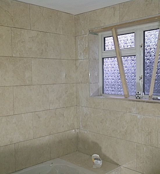 Walls are tiled ready for grouting
